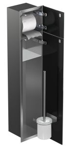 Schowek do szczotki i papieru toaletowego do zabudowy 18x82,5x15 cm stal nierdzewna kołnierz typu Flat MCJ F.PW2D WC 800