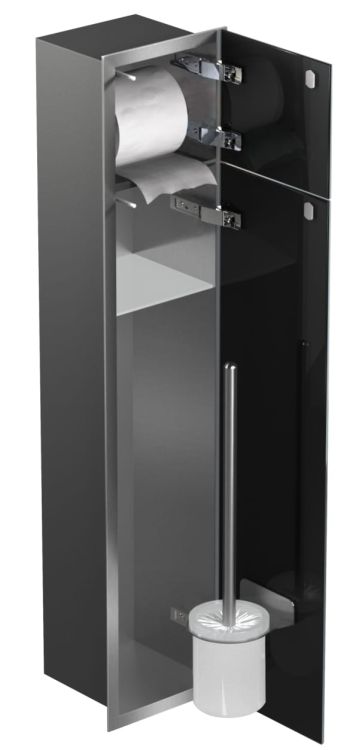 Schowek do szczotki i papieru toaletowego do zabudowy 18x82,5x15 cm stal nierdzewna kołnierz typu Flat MCJ F.PW2D WC 800