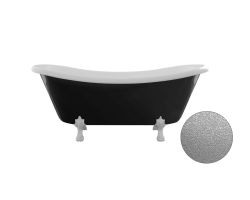 Srebrna wanna wolnostojąca Retro 190x77 cm z nogami w kształcie lwich łap w 4 kolorach do wyboru Besco Amelia Glam #WKA-190+GSC srebrny