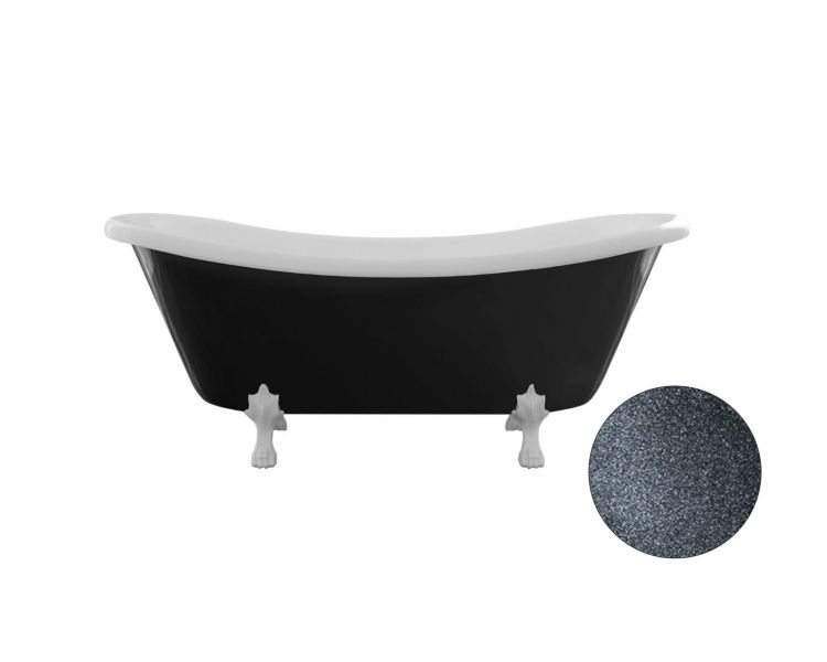 Grafitowa wanna wolnostojąca Retro 190x77 cm z nogami w kształcie lwich łap w 4 kolorach do wyboru Besco Amelia Glam #WKA-190+GGC grafit
