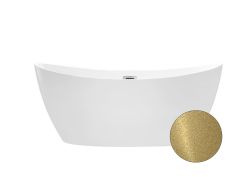 Złota wanna wolnostojąca akrylowa 170x80 cm z syfonem i przelewem chrom Besco Ayla Glam #WAS-170-AYZL połyskujący złoty