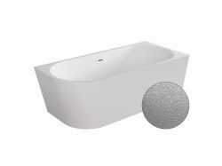 Srebrna wanna wolnostojąca narożna 150x75 cm Besco Zoya Glam prawa #WA-150-ZPSR