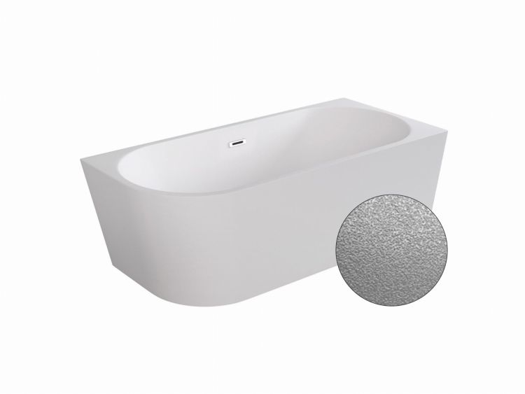 Srebrna wanna wolnostojąca narożna 150x75 cm Besco Zoya Glam prawa #WA-150-ZPSR