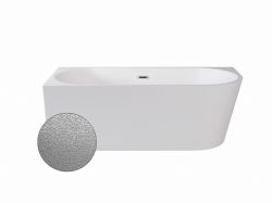 Srebrna wanna wolnostojąca narożna 170x80 cm z maskownicą syfonu i przelewem w 4 kolorach do wyboru Besco Zoya Glam lewa #WA-170-ZLSB