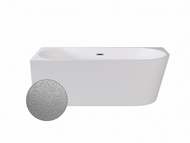 Srebrna wanna wolnostojąca narożna 170x80 cm z maskownicą syfonu i przelewem w 4 kolorach do wyboru Besco Zoya Glam lewa #WA-170-ZLSB