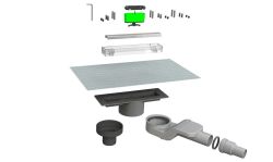 Odpływ liniowy 20 cm dwustronny ze stali nierdzewnej z zaworem antyzapachowym Bonomini Canalissima 6825KX20S satyna