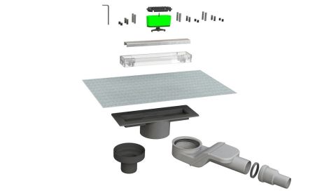Przejdź do produktu Odpływ liniowy 30 cm dwustronny ze stali nierdzewnej z zaworem antyzapachowym Bonomini Canalissima 6825KX30S satyna