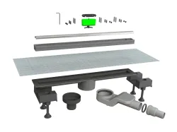 Odpływ liniowy 50 cm dwustronny ze stali nierdzewnej z zaworem antyzapachowym Bonomini Canalissima 6825KX50S satyna