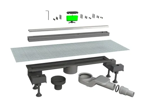 Przejdź do produktu Odpływ liniowy 50 cm odwracalny pod kafel i z rusztem ze stali nierdzewnej z zaworem antyzapachowym Bonomini Canalissima 6825KX50S satyna