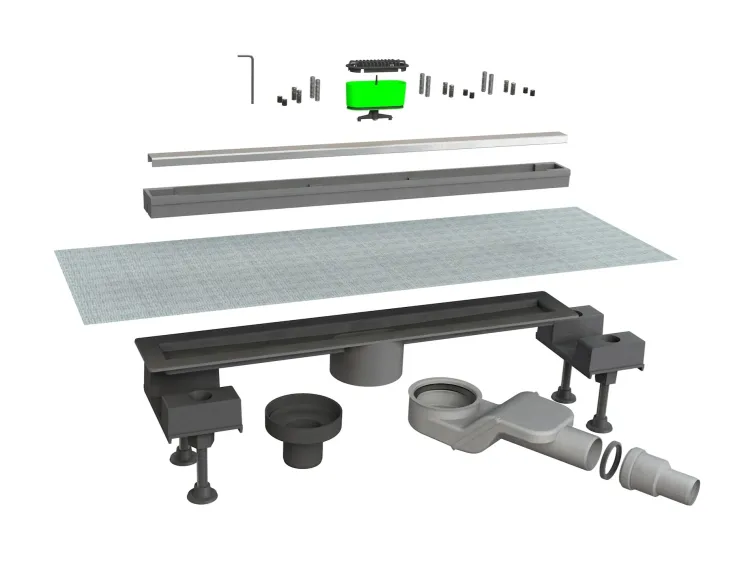 Odpływ liniowy 50 cm dwustronny ze stali nierdzewnej z zaworem antyzapachowym Bonomini Canalissima 6825KX50S satyna