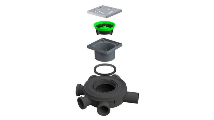 Wpust podłogowy 10x10 cm ze stali nierdzewnej z zaworem antyzapachowym Bonomini 6956CX50S9