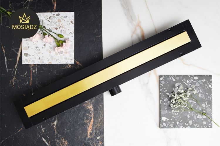 Odpływ liniowy 100 cm super niski Cedor Line PROLIN-BRUBRADES-100 złoty mat