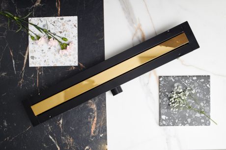 Przejdź do produktu Odpływ liniowy 50 cm super niski Cedor Line PROLIN-CHRNATDES-50 naturalny złoty
