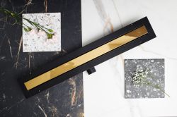 Odpływ liniowy 120 cm super niski Cedor Line PROLIN-CHRNATDES-120 naturalny złoty