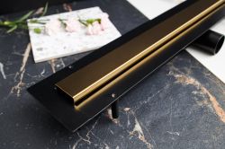 Odpływ liniowy 120 cm super niski Cedor Line PROLIN-CHRNATDES-120 naturalny złoty