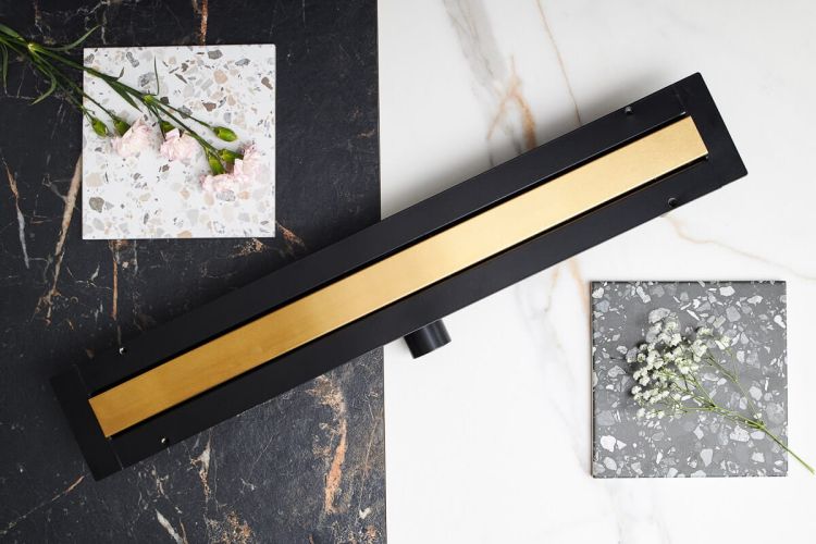 Odpływ liniowy 70 cm super niski Cedor Line PROLIN-BRUNATDES-70 naturalny złoty szczotkowany