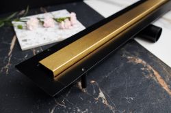 Odpływ liniowy 100 cm super niski Cedor Line PROLIN-BRUNATDES-100 naturalny złoty szczotkowany