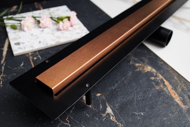 Odpływ liniowy 50 cm super niski Cedor Line PROLIN-BRUROSDES-50 różowe złoto szczotkowane