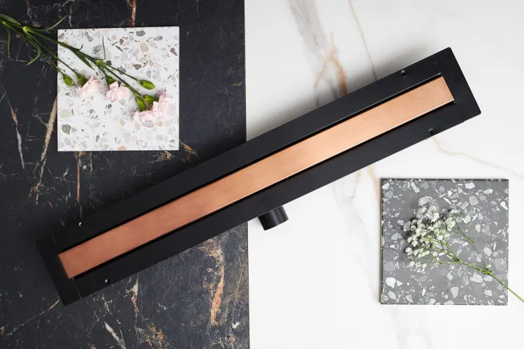 Odpływ liniowy 50 cm super niski Cedor Line PROLIN-BRUROSDES-50 różowe złoto szczotkowane