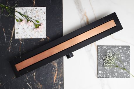 Przejdź do produktu Odpływ liniowy 70 cm super niski Cedor Line PROLIN-BRUROSDES-70 różowe złoto szczotkowane 