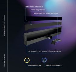 Odpływ ścienny super niski Cedor Wall Pro PROWAL-GLOWHIDES biały połysk
