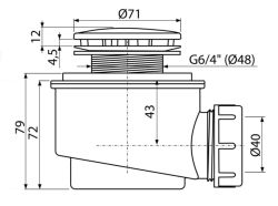 Syfon brodzikowy 50 mm Alcadrain A47B-50