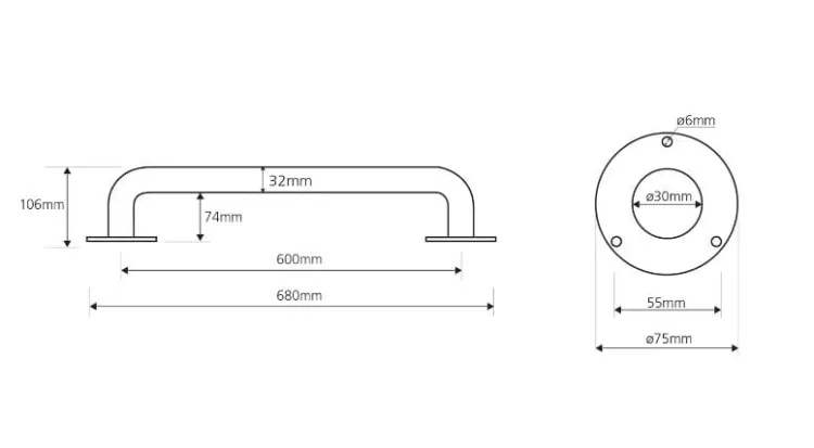 poręcz łazienkowa uchwyt prosty 60 cm rysunek techniczny.JPG