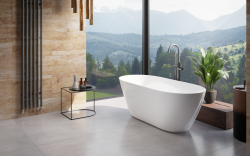 Wanna wolnostojąca narożna 160x68 cm klik-klak chrom Besco Moya #WMMB-160MKC biały mat