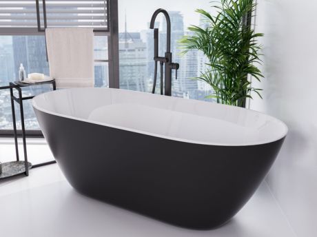 Przejdź do produktu Wanna wolnostojąca 160x70 cm klik-klak chrom Besco Moya #WMD-160-MBW biało-czarny połysk
