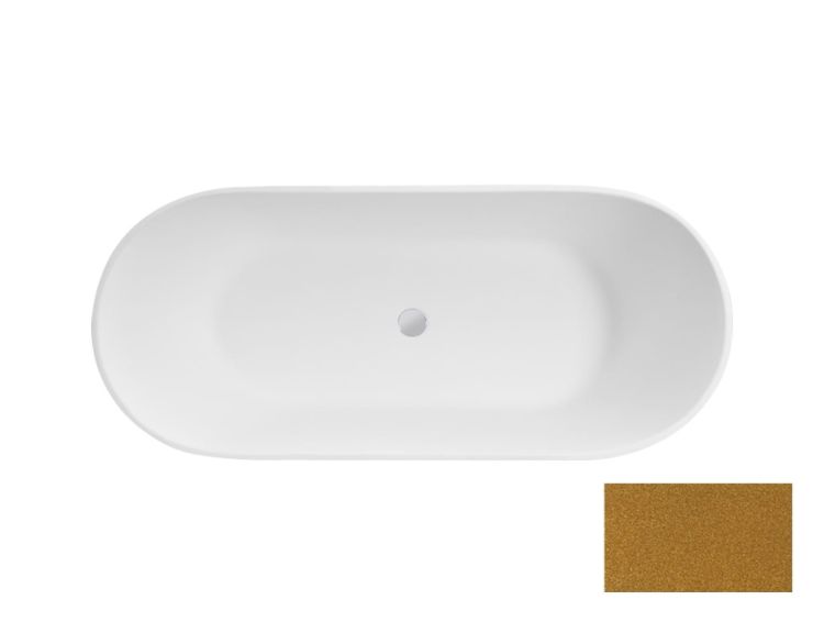 Złota wanna wolnostojąca 160x70 cm klik-klak chrom Besco Moya Glam #WMD-160-MZ