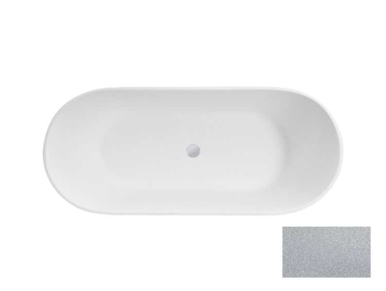 Srebrna wanna wolnostojąca 160x70 cm klik-klak chrom Besco Moya Glam #WMD-160-MS