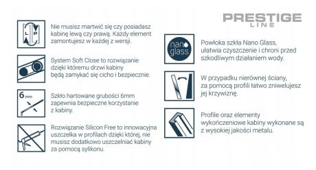 Przejdź do produktu Drzwi prysznicowe 120 cm przesuwne Prestige