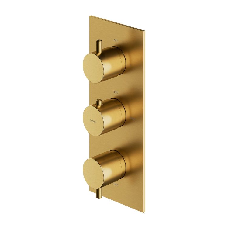 Bateria prysznicowa termostatyczna 12x28 cm złoty szczotkowany Omnires Y1238/KROGLB