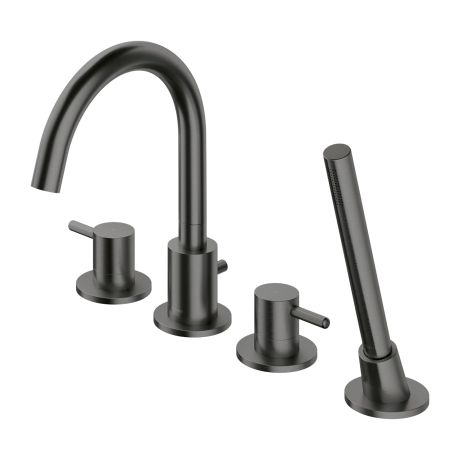 Przejdź do produktu Bateria wannowa 4-otworowa ze słuchawką prysznicową Omnires Y1232GR grafit