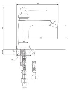 Bateria bidetowa Retro 16 cm złota Omnires Armance AM5220GL