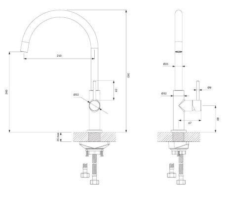 Przejdź do produktu Bateria kuchenna 37 cm grafit Omnires Y1251GR