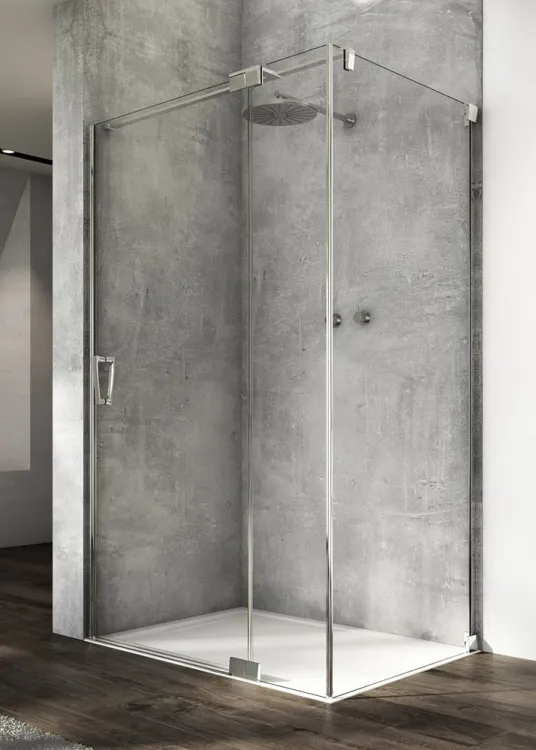 Kabina prysznicowa prostokątna 90x100x200 cm z drzwiami wahadłowymi z elementem stałym Sanswiss Cadura CA130905007+CAT31005007 chrom