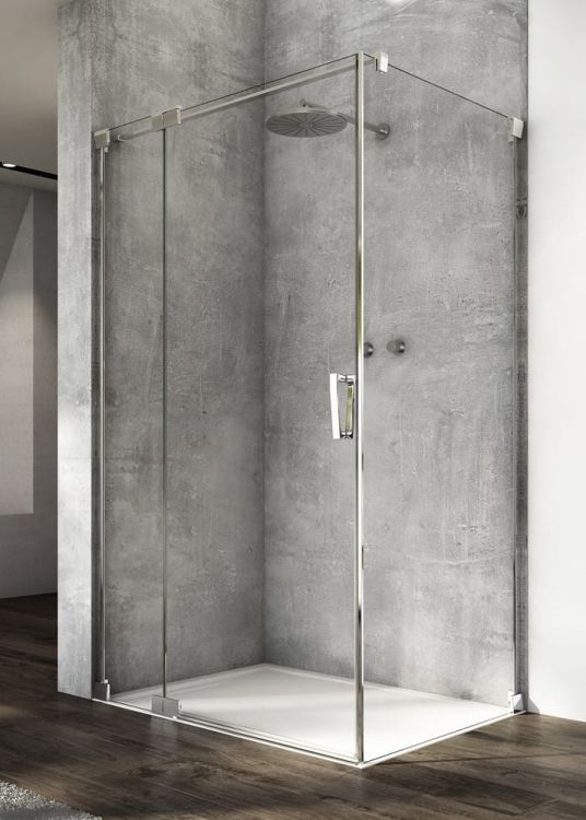 Kabina prysznicowa prostokątna 100x80x200 cm z drzwiami wahadłowymi z elementem stałym Sanswiss Cadura CA131005007+CAT10805007 chrom