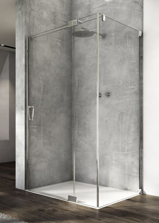 Kabina prysznicowa kwadratowa 100x100x200 cm z drzwiami wahadłowymi z elementem stałym Sanswiss Cadura CA131005007+CAT31005007 chrom