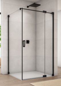 Kabina prysznicowa 75x200x70 cm z drzwiami wahadłowymi z elementem stałym Sanswiss Cadura Black Line CA13D0750607+CAT10700607 czarny mat