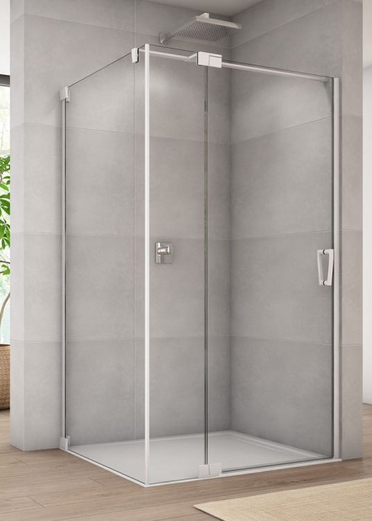 Biała kabina prysznicowa kwadratowa 75x75x200 cm z drzwiami wahadłowymi z elementem stałym Sanswiss Cadura White Line CA13G0750907+CAT30750907 biały mat