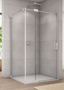 Biała kabina prysznicowa 90x90x200 cm z drzwiami wahadłowymi z elementem stałym Sanswiss Cadura White Line CA13G0900907+CAT30900907 biały mat