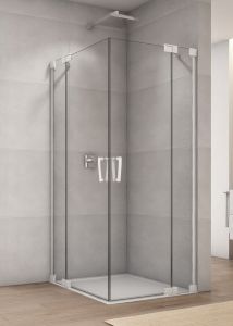 Biała kabina prysznicowa 90x90x200 cm z drzwiami wahadłowymi z elementem stałym i wejściem narożnym Sanswiss Cadura White Line CA13G0900907+CA13D0900907 biały mat