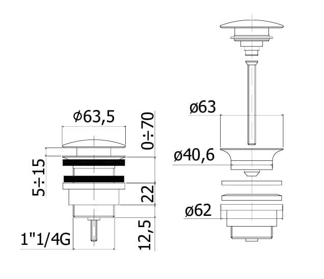 Korek klik-klak Paffoni ZAAC050CR chrom
