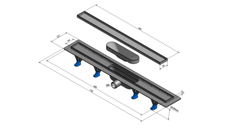 Przejdź do produktu TILE odpływ liniowy z rusztem ze stali nierdzewnej do płytek, L-720mm, DN40