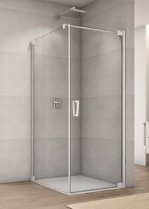 Biała kabina prysznicowa kwadratowa 100x100x200 cm z drzwiami wahadłowymi Sanswiss Cadura White Line CA1CD1000907+CAT11000907 biały mat