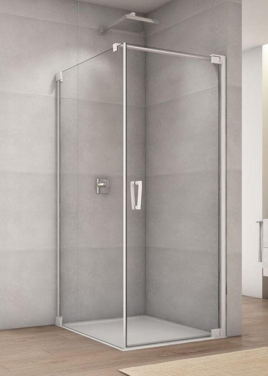 Biała kabina prysznicowa kwadratowa 100x100x200 cm z drzwiami wahadłowymi Sanswiss Cadura White Line CA1CD1000907+CAT11000907 biały mat