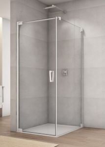 Biała kabina prysznicowa kwadratowa 100x100x200 cm z drzwiami wahadłowymi Sanswiss Cadura White Line CA1CG1000907+CAT11000907 biały mat