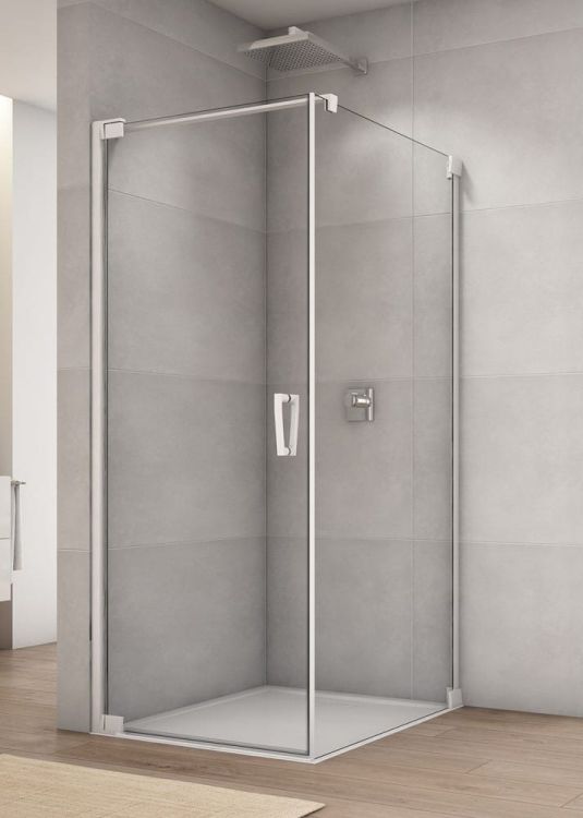 Biała kabina prysznicowa kwadratowa 100x100x200 cm z drzwiami wahadłowymi Sanswiss Cadura White Line CA1CG1000907+CAT11000907 biały mat