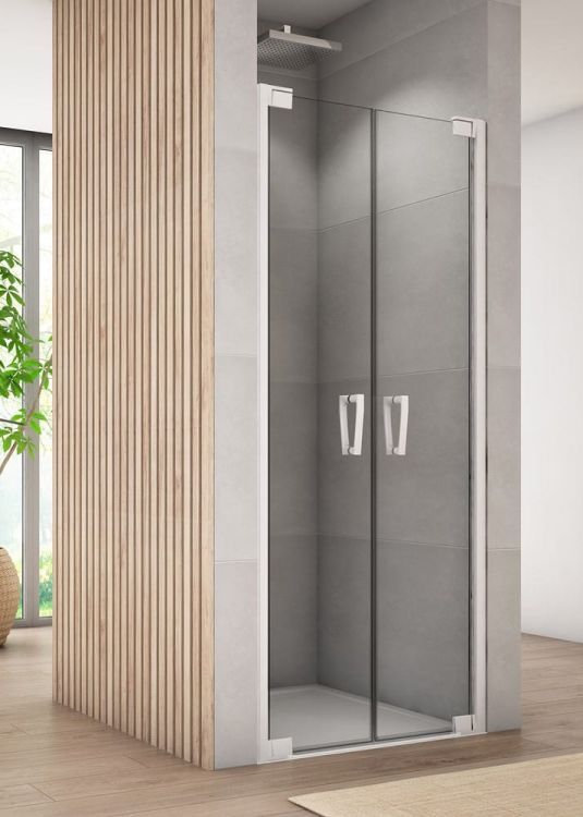 Białe drzwi prysznicowe 70x200 cm wahadłowe dwuczęściowe Sanswiss Cadura White Line CA2C0700907 biały mat